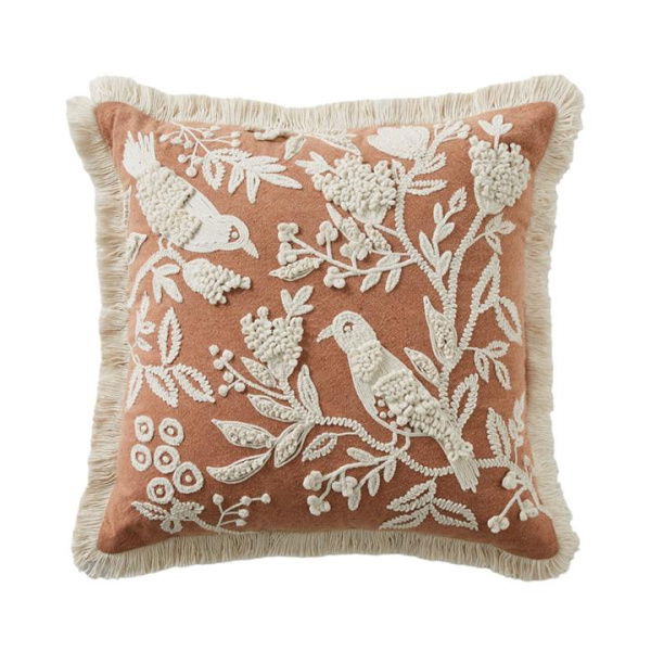 Adairs Tresco Earth Floral Cushion - Orange (Orange Cushion)