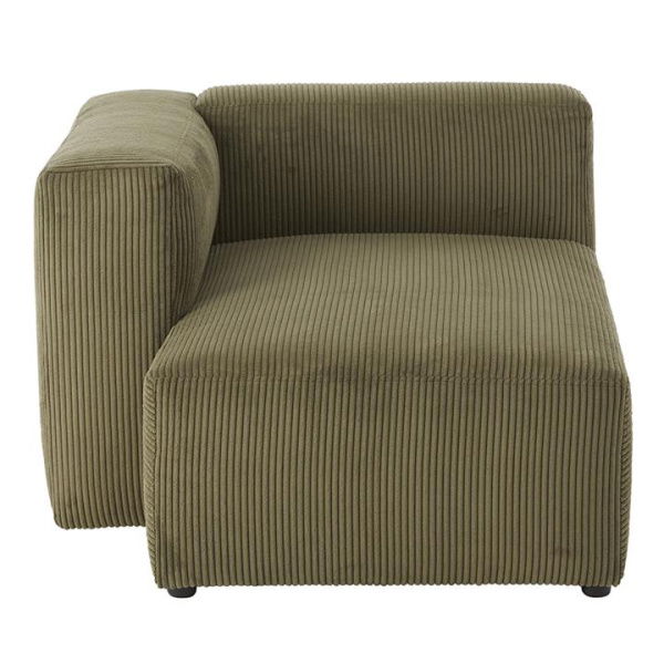 Adairs Tulsa Forest Corduroy Left Arm Facing Chaise Modular Lounge Chair - Green (Green Left Arm Facing Chaise)