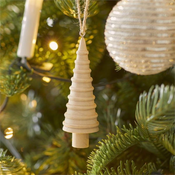 Adairs Natural Turned Ridge Timber Tree Decoration