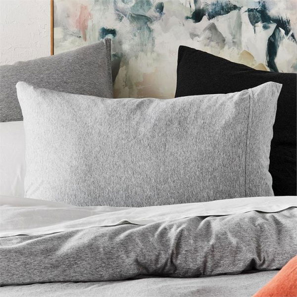 Adairs Grey European Pillowcase Each Ultra Soft Jersey Grey Marble Quilt Cover