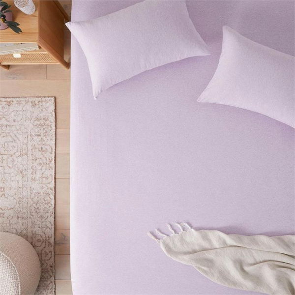 Adairs Ultra Soft Jersey Lilac Marle Fitted Sheet - Purple (Purple Double)