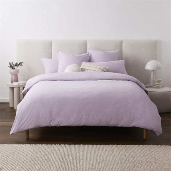 Adairs Ultra Soft Jersey Lilac Marle Quilt Cover - Purple (Purple Double)