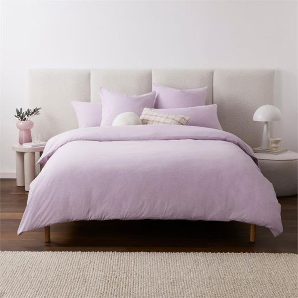 Adairs Ultra Soft Jersey Lilac Marle Quilt Cover - Purple (Purple King)