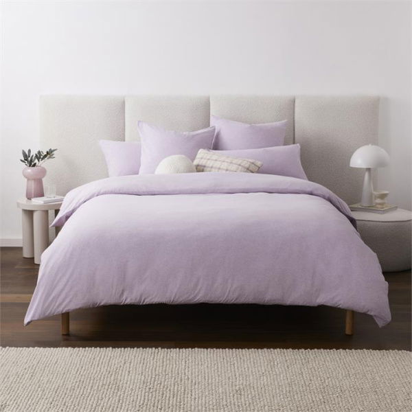 Adairs Ultra Soft Jersey Lilac Marle Quilt Cover - Purple (Purple Single)