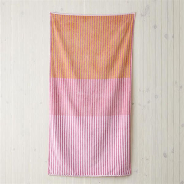 Adairs Orange Velour Block Stripe Pink Beach Towel