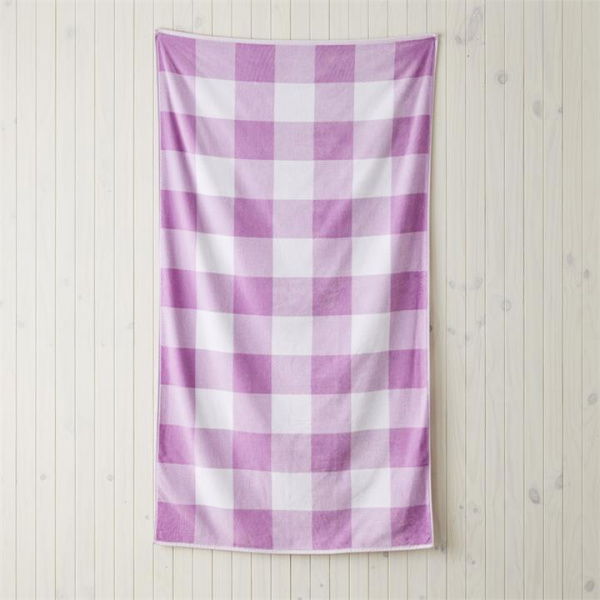 Adairs Purple Beach Towel Velour Lilac Gingham Beach Towel