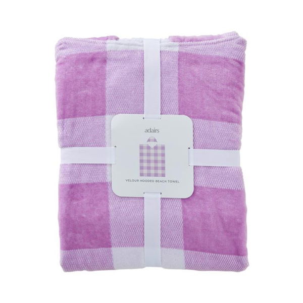 Adairs Purple Hooded Towel Velour Lilac Gingham Hooded Beach Towel Purple