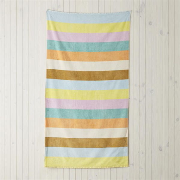 Adairs Natural Beach Towel Velour Paradise Multi Stripe