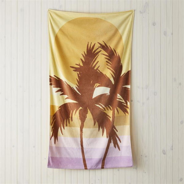 Adairs Sunset Palm Lilac Purple Velour Beach Towel