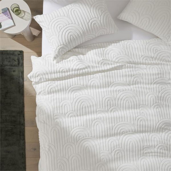 Adairs Off-White Single Velvet Arch Quilt Cover Set