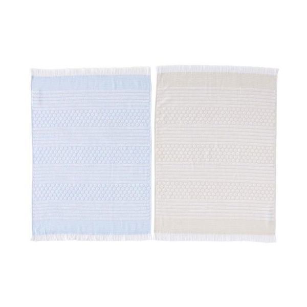 Adairs Natural 2 Pack Vera Sky & Natural Bamboo Cotton Tea Towels 2 Pack