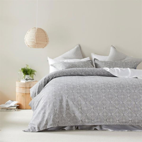 Adairs Grey Queen/King Villa Matelesse Bedlinen Queen/King Marle Ash Coverlet Grey