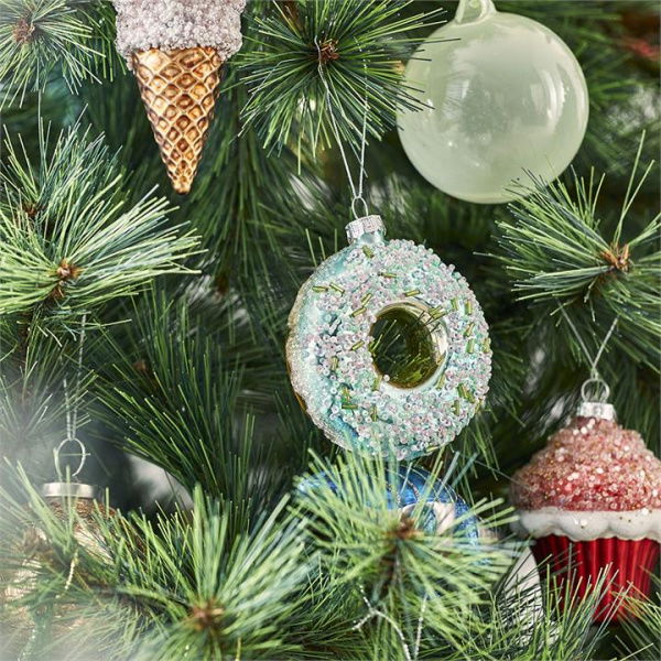 Adairs Green Vintage Glass Donut Ornament