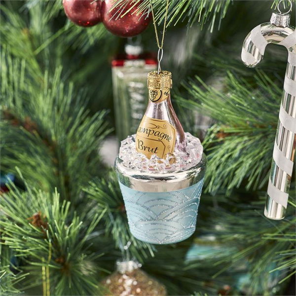 Adairs Blue Vintage Glass Champagne Bucket Ornament