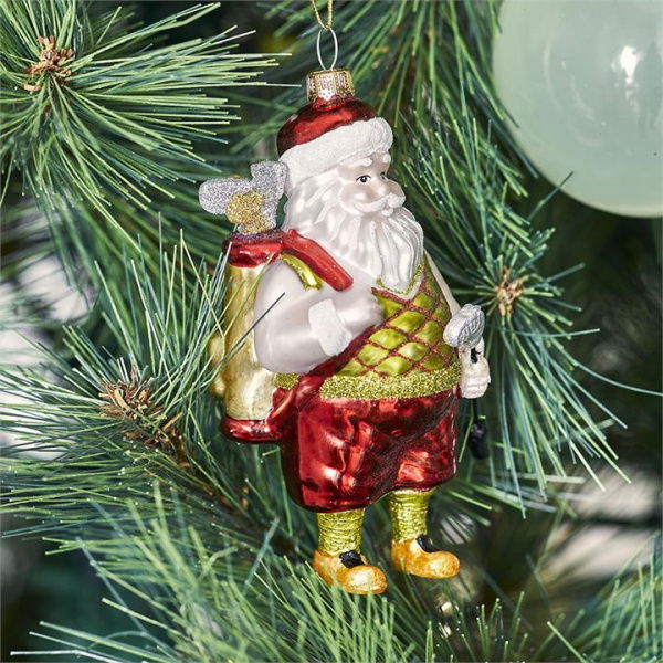 Adairs Gold Ornament Vintage Glass Golf Santa Decoration Gold