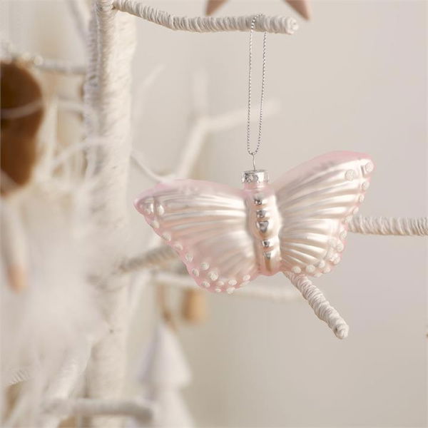 Adairs Pink Vintage Glass Butterfly Ornament