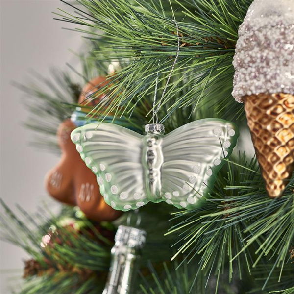 Adairs Soft Green Vintage Glass Butterfly Ornament