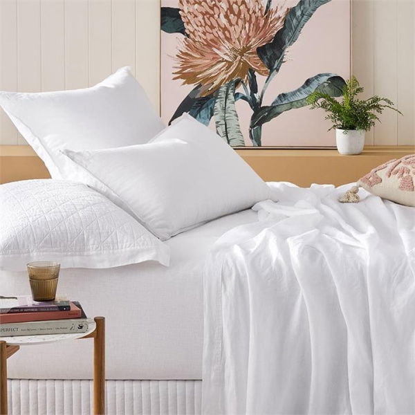 Adairs White King Pillowcase Pair Vintage Washed Bedlinen White