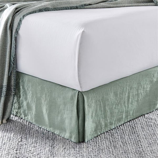 Adairs Green Vintage Washed Eucalyptus Linen Double Valance