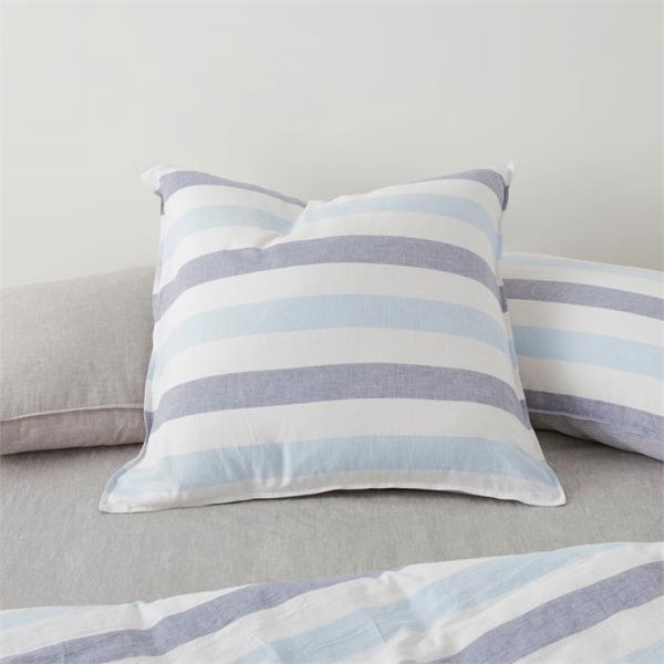 Adairs Blue European Pillowcase Each Vintage Washed Linen Cotton Atlantic Stripe Blue Pillowcase