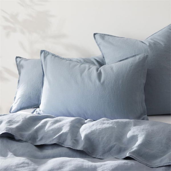 Adairs Dusk Blue Vintage Washed Linen European Pillowcase each