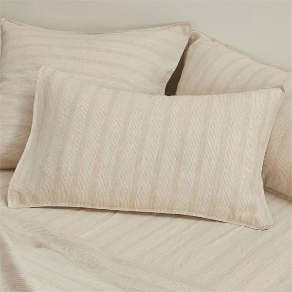 Adairs Vintage Washed Linen Fine White & Linen Stripe Pillowcase (White King Pillowcase Pair)