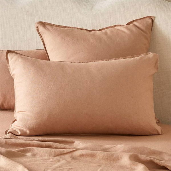 Adairs Vintage Washed Linen Hazelnut Pillowcases - Brown (Brown European Pillowcase Each)