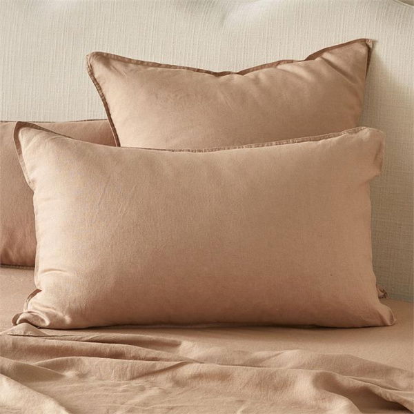 Adairs Vintage Washed Linen Hazelnut Pillowcases - Brown (Brown Standard Pillowcase Pair)