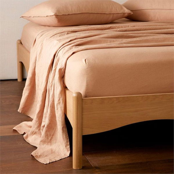 Adairs Vintage Washed Linen Hazelnut Sheet Set - Brown (Brown King)