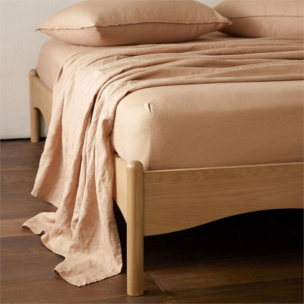 Adairs Vintage Washed Linen Hazelnut Sheet Set - Brown (Brown Queen)