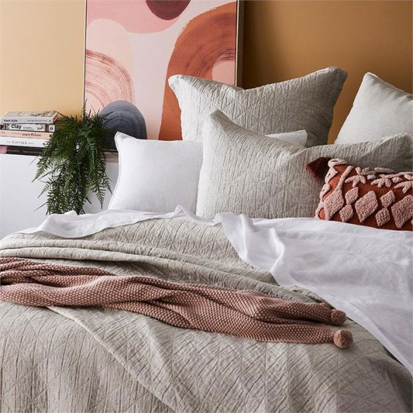 Adairs Vintage Washed Linen Linen Coverlet - Natural (Natural Super King)