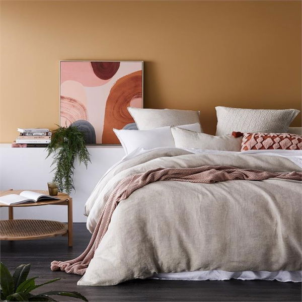 Adairs Natural Super King Vintage Washed Linen Linen Quilt Cover Natural