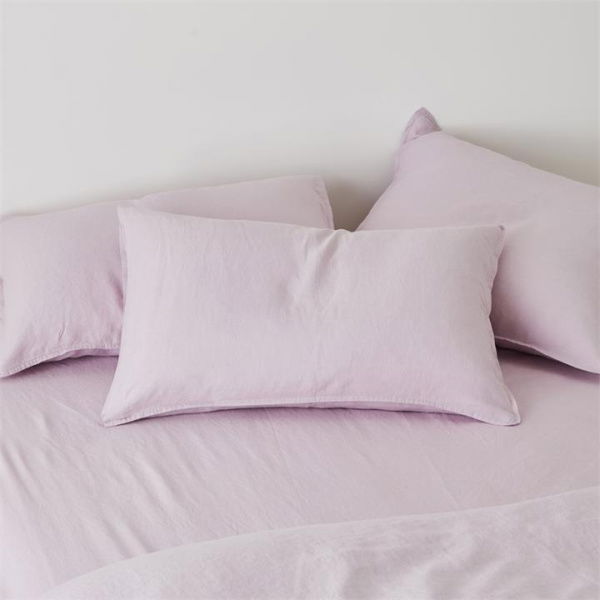 Adairs Purple Vintage Washed Linen Mauve European Pillowcase Each