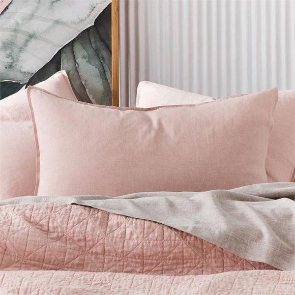 Adairs Pink Vintage Washed Linen Nude European Pillowcase Each