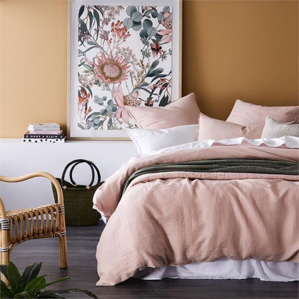 Adairs Pink King Vintage Washed Linen Nude Pink Quilt Cover