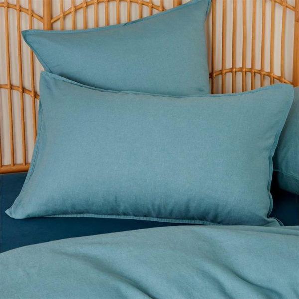 Adairs Vintage Washed Linen Reef Blue Pillowcases (Blue King Pillowcase Pair)