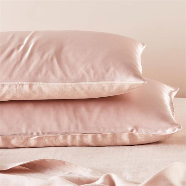 Adairs Pink King Pair Vintage Washed Linen Silk Nude Pink Pillowcase