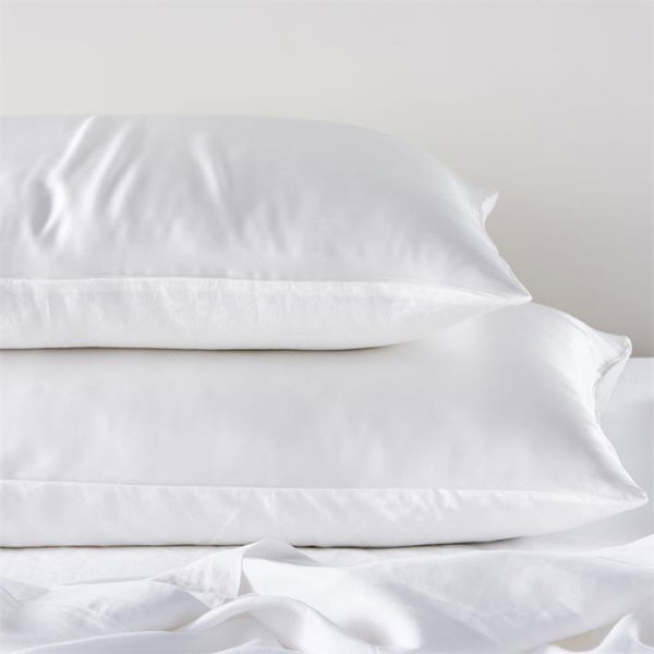 Adairs White Standard Pillowcase Pair Vintage Washed Linen Silk White Pillowcase