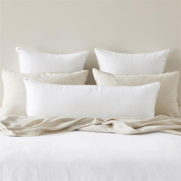 Adairs White Bolster Each Vintage Washed Linen White Bolster Pillowcase