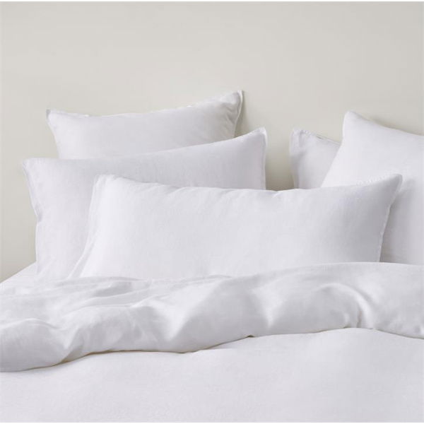 Adairs Vintage Washed Linen White Pillowcase (White European Pillowcase Each)