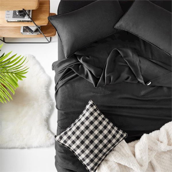 Adairs Black Super King VW Linen Bedlinen Onyx SS
