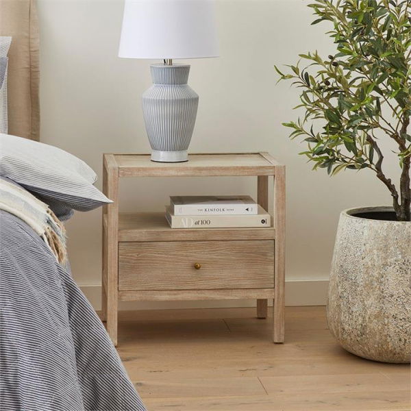 Adairs White Walker Wash Bedside Table