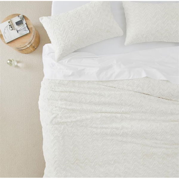 Adairs Wave Natural Fur Quilt Cover Set (Natural Single)