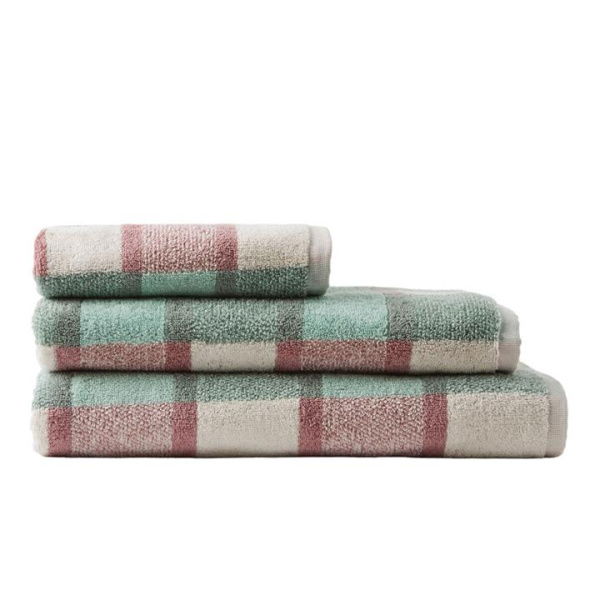 Adairs Wentworth Seafoam Multi Check - Green (Green Bath Towel)