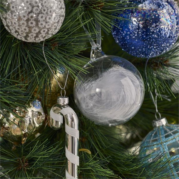 Adairs White Bauble Whimsical Clear Feather Ethereal Bauble White