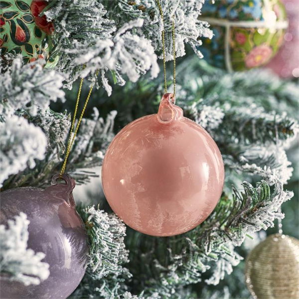 Adairs Pink Whimsical Smoked Rose Glass Bauble