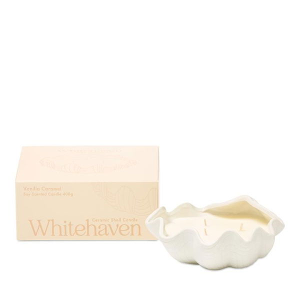 Adairs White Candle Whitehaven Vanilla Caramel Candle 400g White