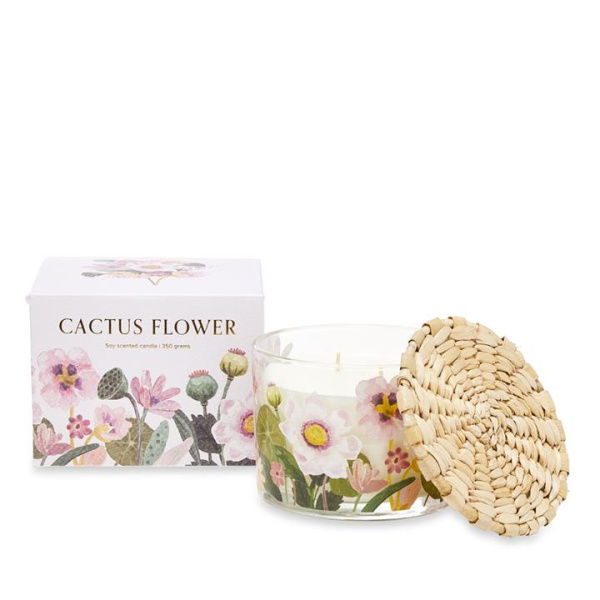 Adairs Pink Candle Wild Blooms Cactus Flower 350g