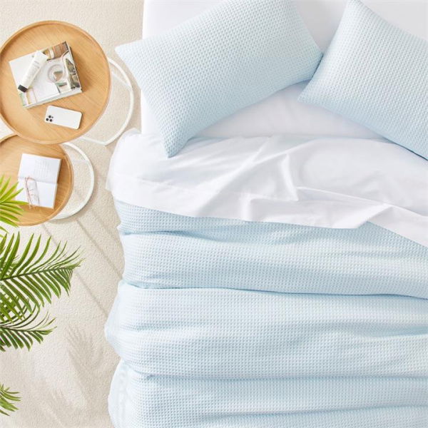 Adairs Blue Queen Windsor Waffle Blue Queen Quilt Cover Set