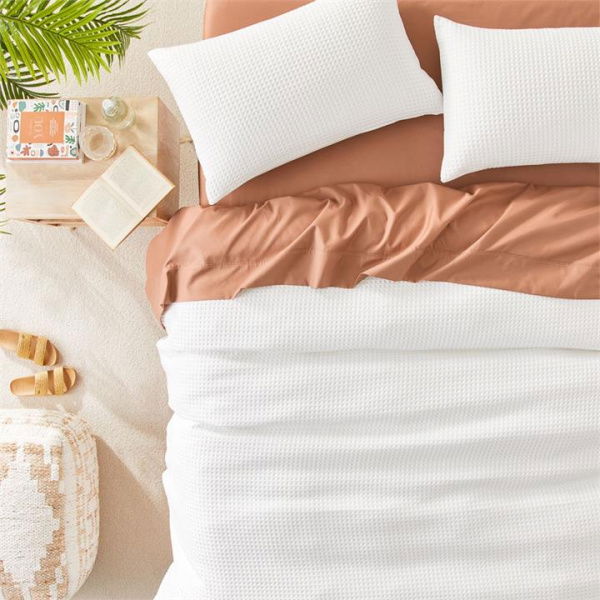 Adairs White Windsor Waffle Double Quilt Cover Set